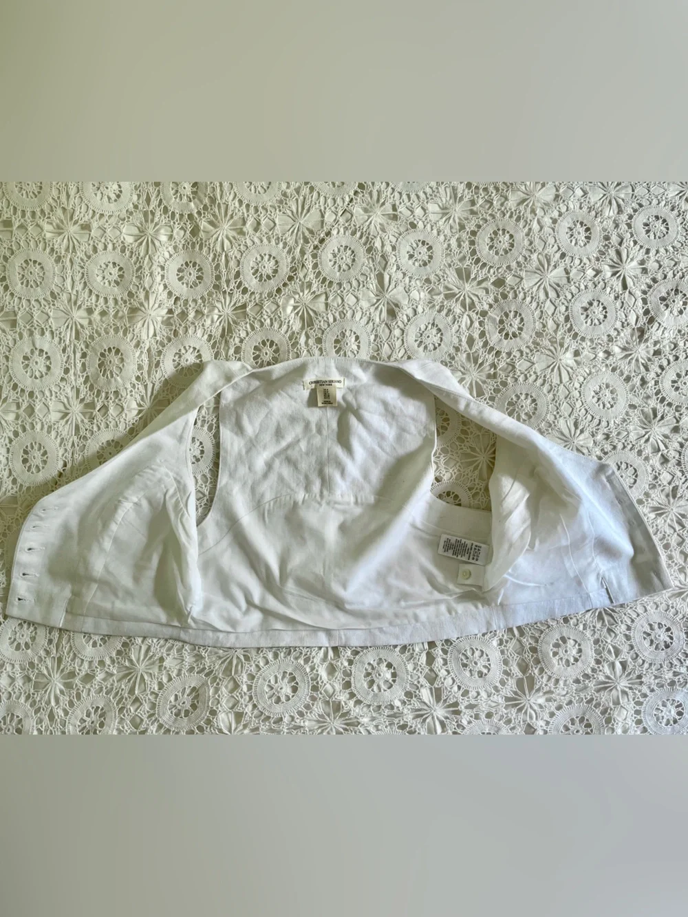 Christian Seriano white linen button-up vest top - Picture 3 of 7